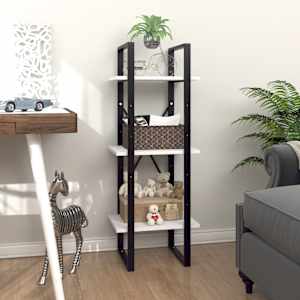 Knjižna omara 3-nadstropna bela 40x30x105 cm iverna plošča