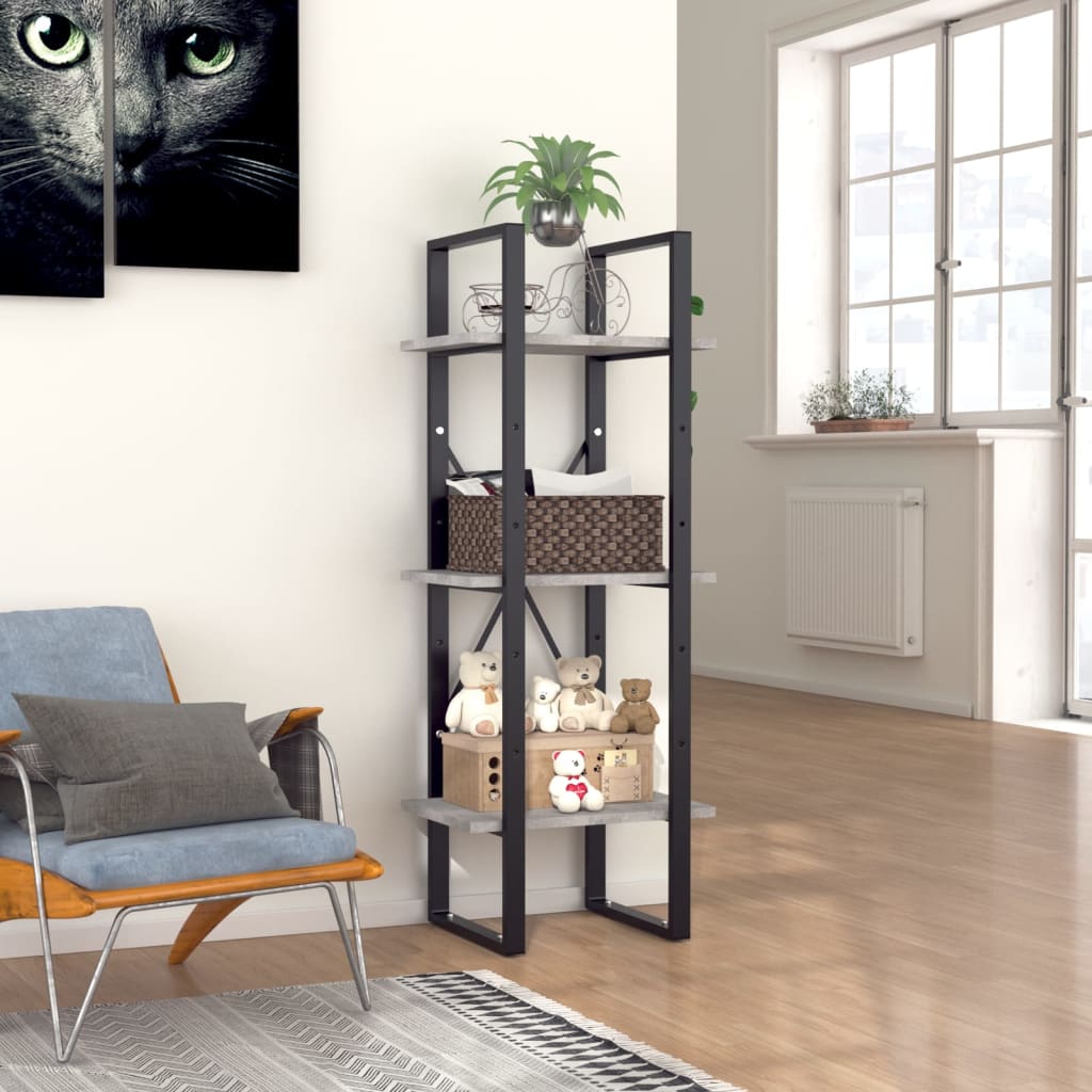 

vidaXL Boekenkast met 3 schappen 40x30x105 cm spaanplaat betongrijs