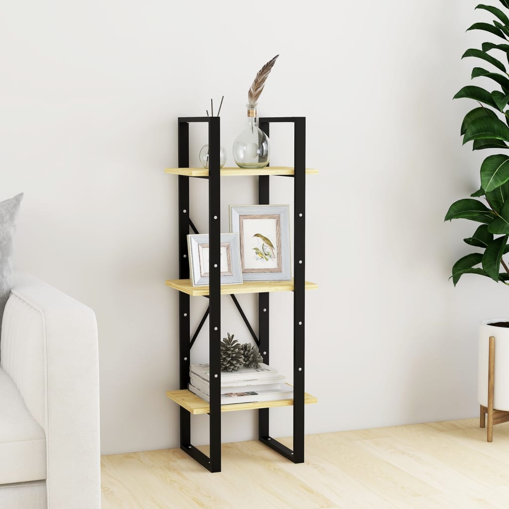 3-Tier Book Cabinet 40x30x105 cm Solid Pinewood