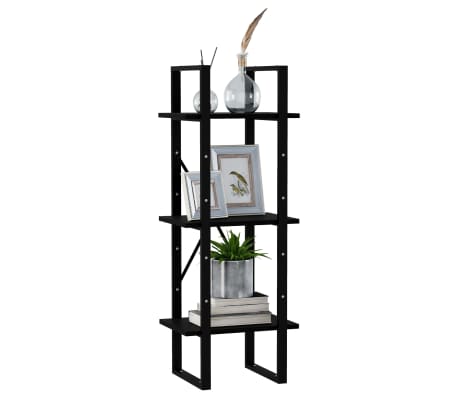 vidaXL Bibliothèque à 3 niveaux Noir 40x30x105 cm Bois de pin massif