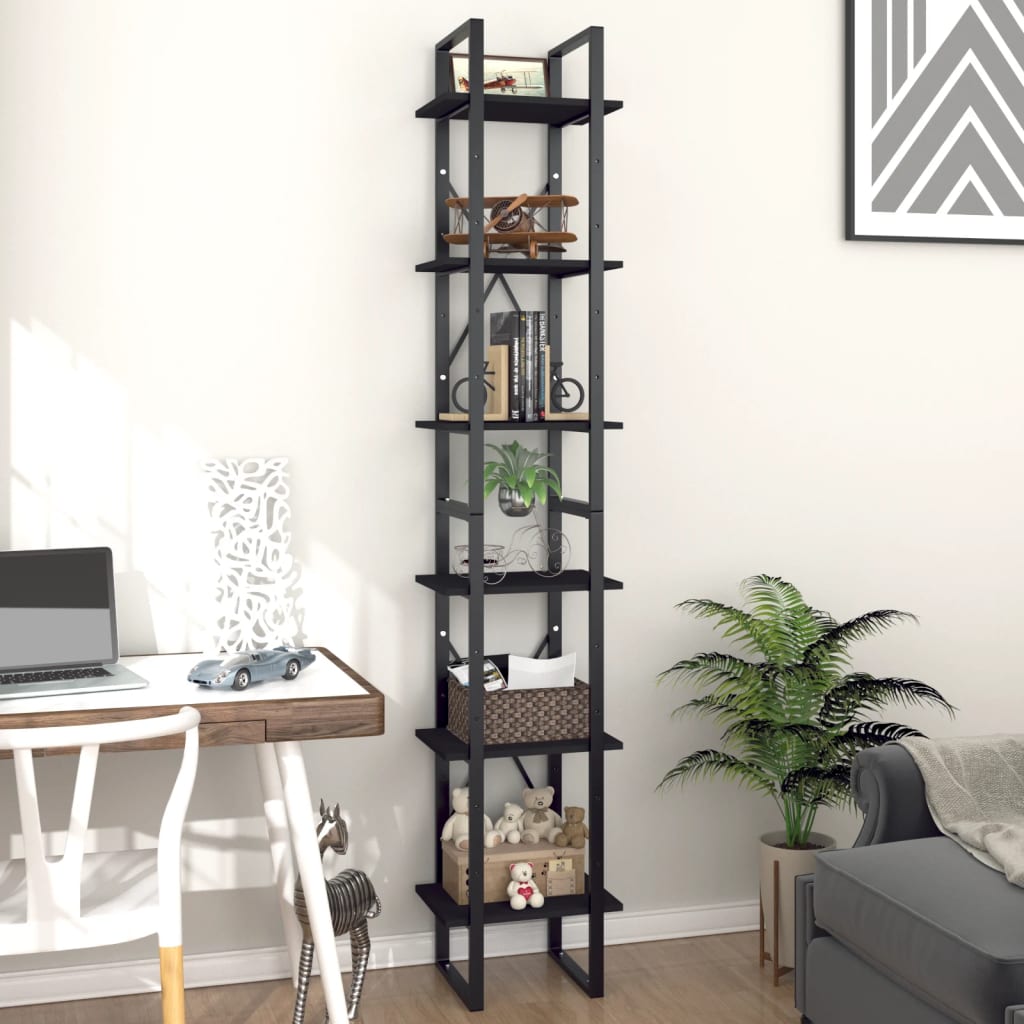 

vidaXL Boekenkast met 6 schappen 40x30x210 cm spaanplaat zwart