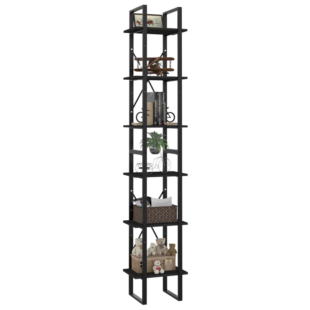 vidaXL 6-Tier Book Cabinet Black 15.7"x11.8"x82.7" Chipboard