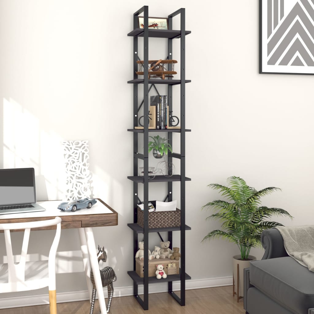 

vidaXL Boekenkast met 6 schappen 40x30x210 cm spaanplaat grijs