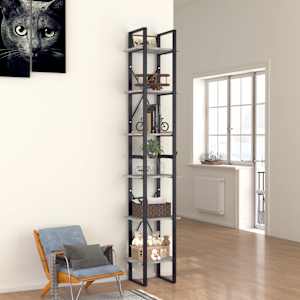 Knihovna se 6 policemi betonově šedá 40 x 30 x 210 cm kompozit - obrázek 1