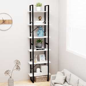 Úložný regál bílý 60 x 30 x 210 cm kompozitní dřevo - obrázek 4
