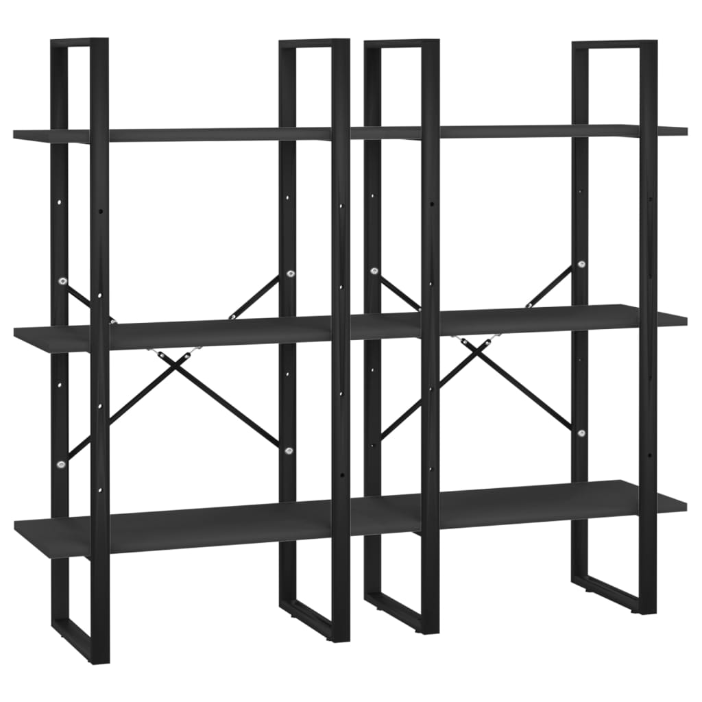 

vidaXL Opbergrekken 2 st 60x30x210 cm spaanplaat zwart