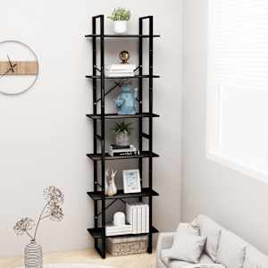 Úložný regál černý 60 x 30 x 210 cm kompozitní dřevo - obrázek 4