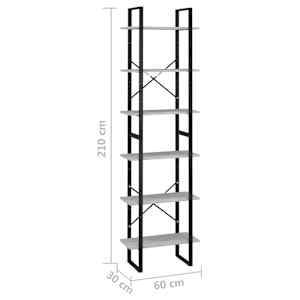 Úložný regál betonově šedý 60 x 30 x 210 cm kompozitní dřevo - obrázek 8