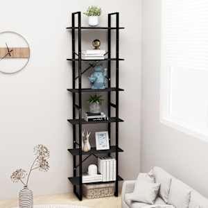 vidaXL Sandėliavimo lentyna, juoda, 60x30x210cm, pu&scaron;ies masyvas