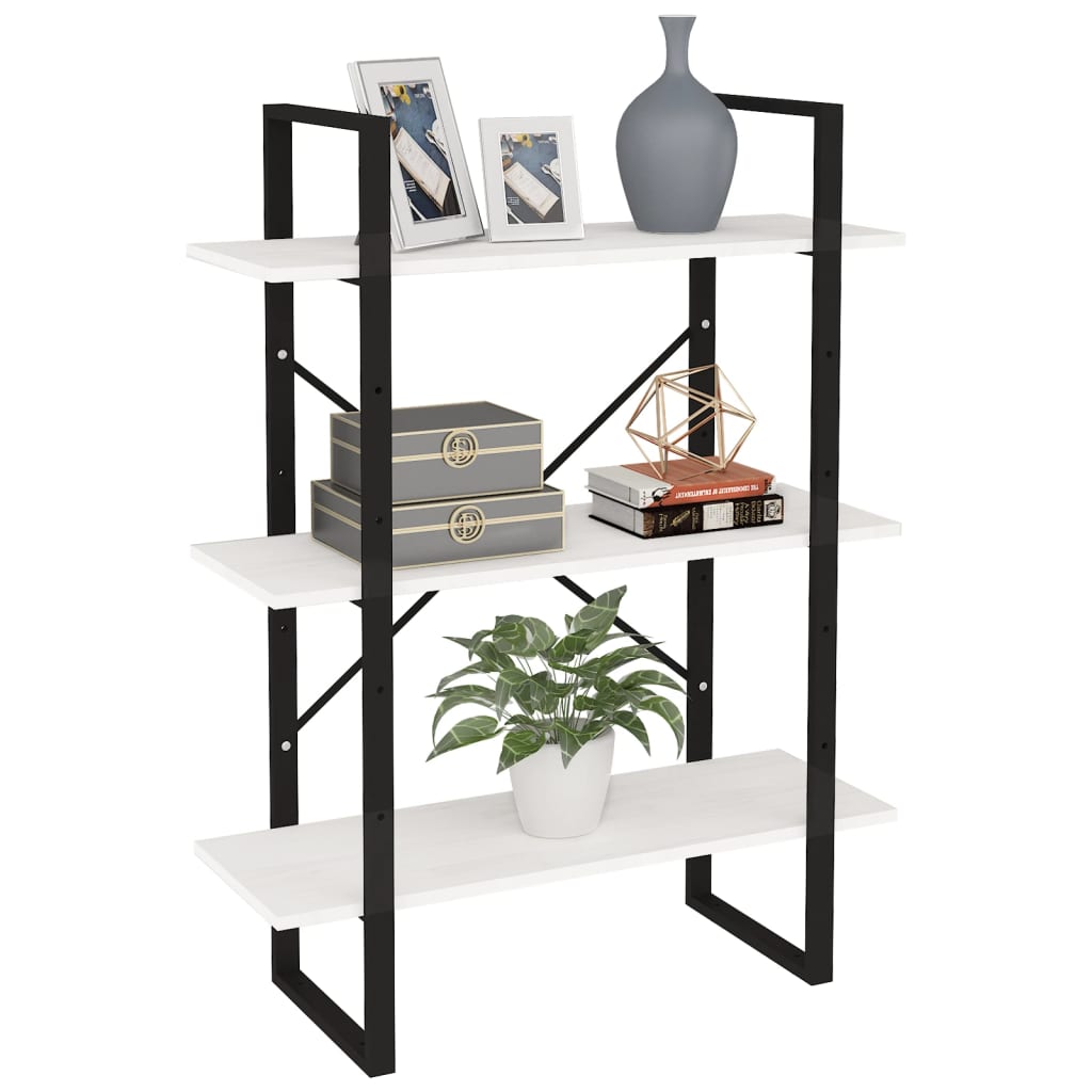 

vidaXL Boekenkast met 3 schappen 80x30x105 cm massief grenenhout wit