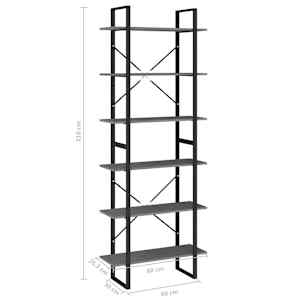 Vysoký regál šedý 80 x 30 x 210 cm masivní borové dřevo - obrázek 9