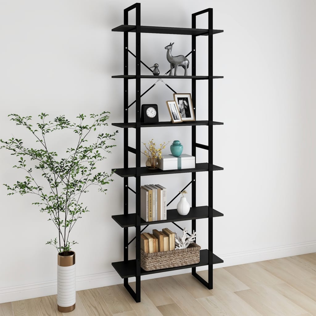 High Cabinet Black 80x30x210 cm Solid Pine Wood