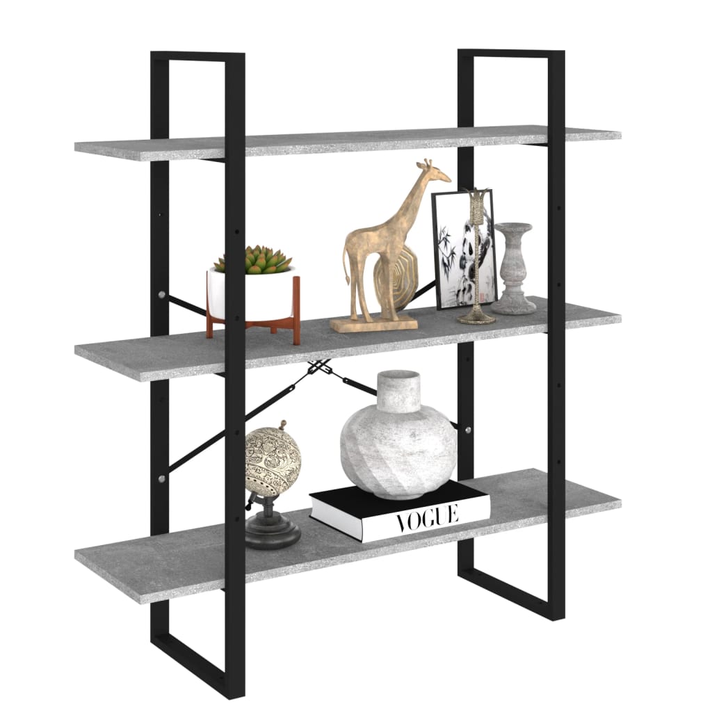 

vidaXL Boekenkast 100x30x105 cm spaanplaat betongrijs