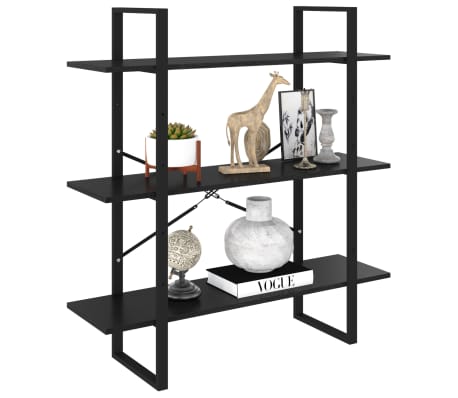 vidaXL 3-korruseline raamaturiiul, 100 x 30 x 105 cm, must, m&auml;nnipuit