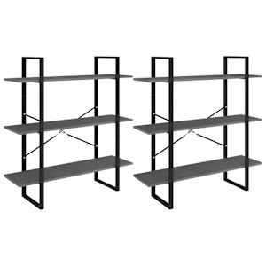 Vysoký regál šedý 100 x 30 x 210 cm masivní borové dřevo - obrázek 7