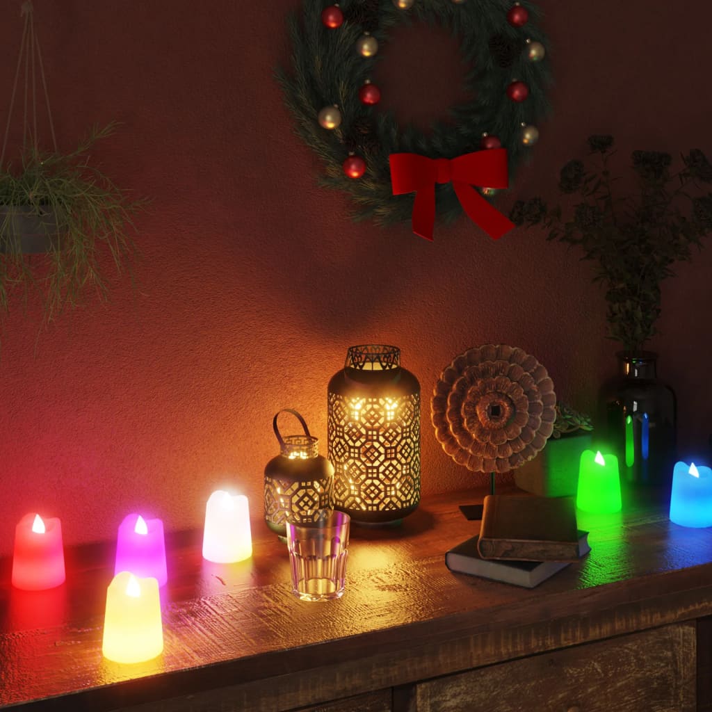 elektriskās LED tējas sveces, 12 gab., krāsainas | Stepinfit.lv