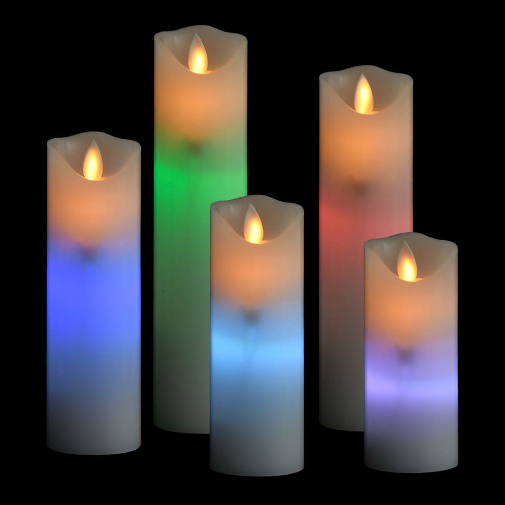 Set lumânări electrice cu LED și telecomandă, 5 buc., colorat