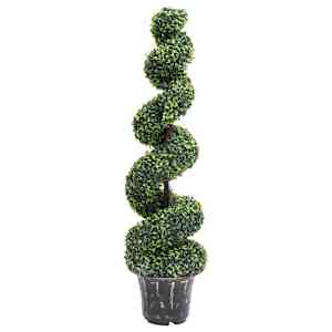 vidaXL kunsttaim pukspuu spiraal lillepotiga, roheline, 117 cm