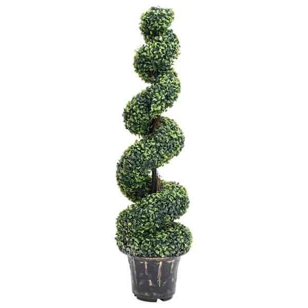 vidaXL kunsttaim pukspuu spiraal lillepotiga, roheline, 117 cm