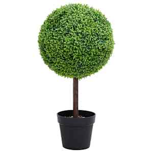 vidaXL kunsttaim pukspuu pallikujuline lillepotiga, roheline, 71 cm