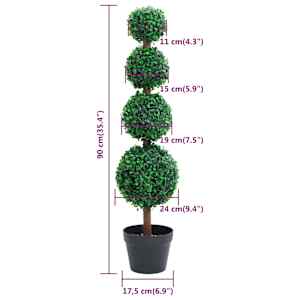 Umělý zimostráz ve tvaru koule s květináčem zelený 90 cm - obrázek 5