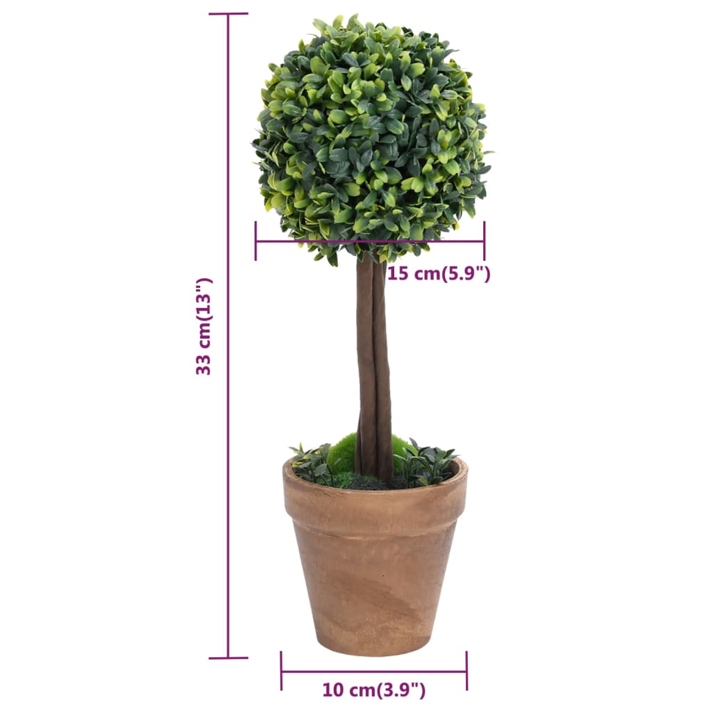 Piante Di Bosso Artificiale 2 Pz A Sfera Con Vaso Verde 33 Cm VidaXL 15 width=274