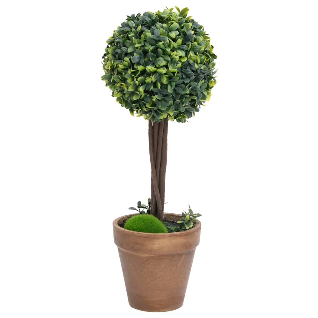 

vidaXL Kunstplanten met pot 2 st buxus bolvorming 41 cm groen