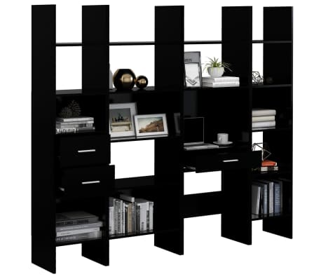 vidaXL Ensemble de bibliothèque 4 pcs Noir Bois d'ingénierie