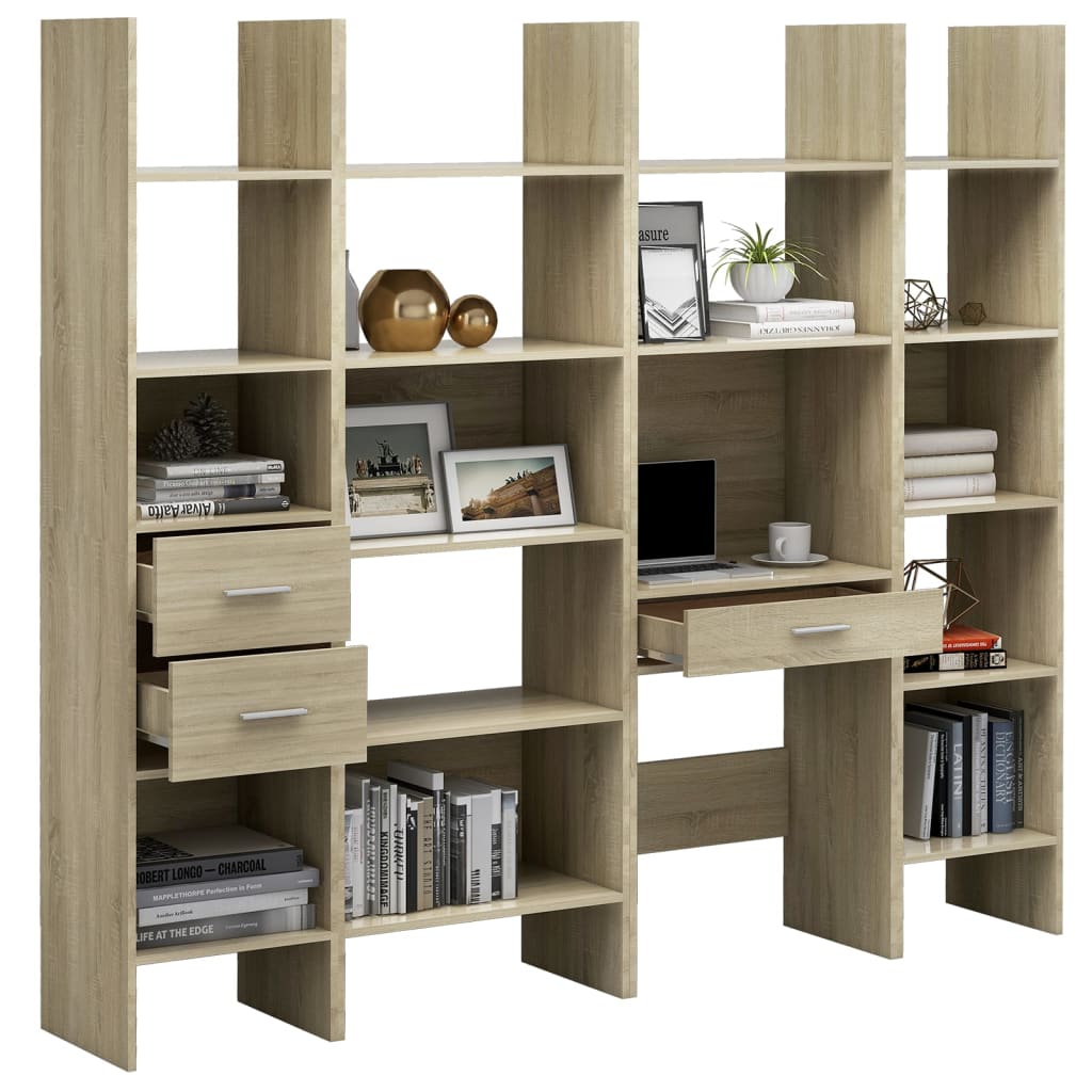 

vidaXL 4-delige Boekenkastenset spaanplaat sonoma eikenkleurig