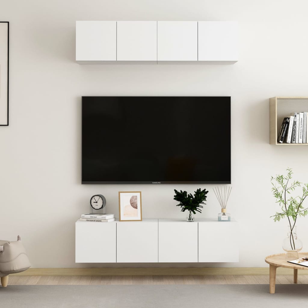 TV stolky 4 ks bílé 60 x 30 x 30 cm dřevotříska
