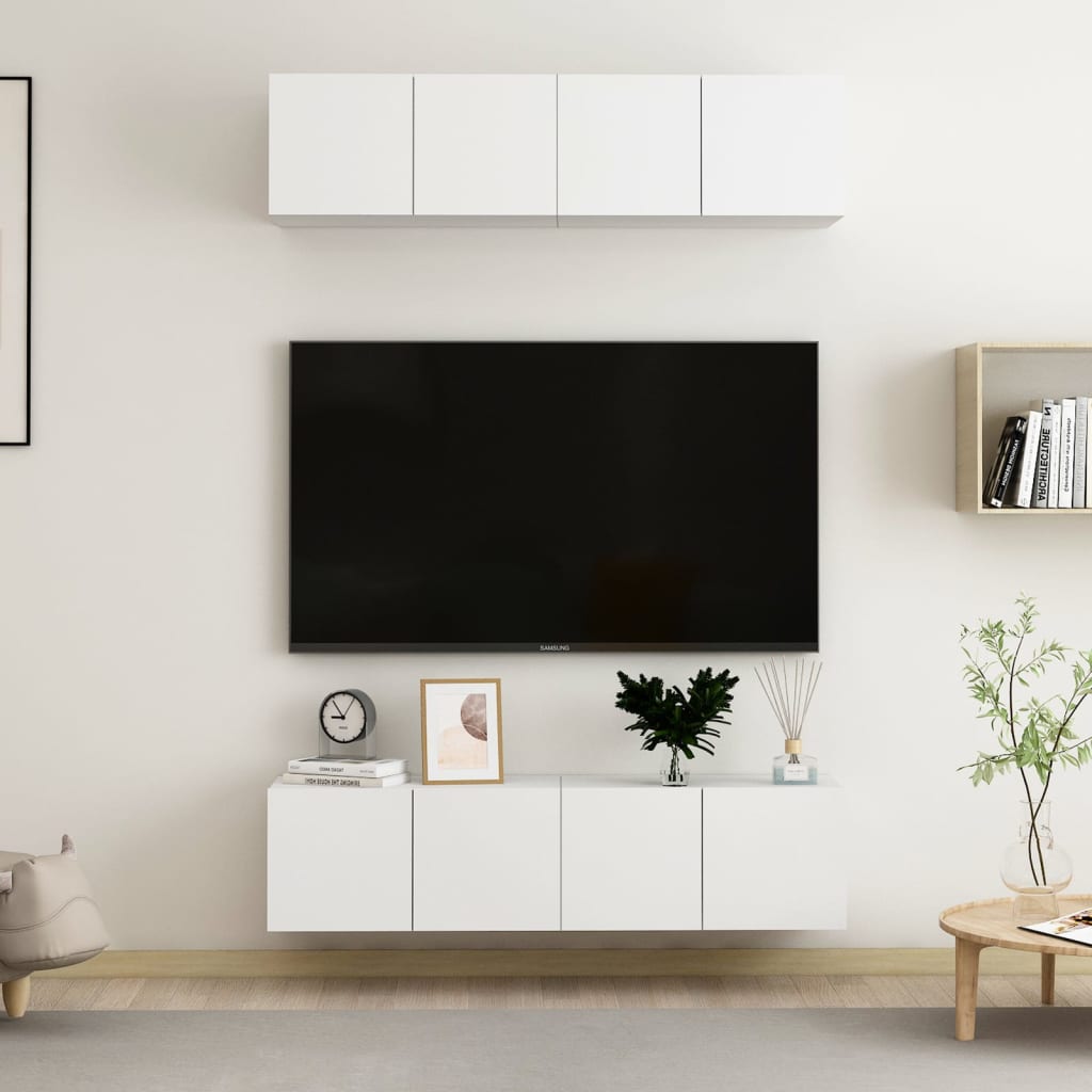 vidaXL Szafki TV, 4 szt., bia�e, 60x30x30 cm, materia� drewnopochodny