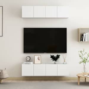 TV omarice 4 kosi bele 60x30x30 cm iverna plošča