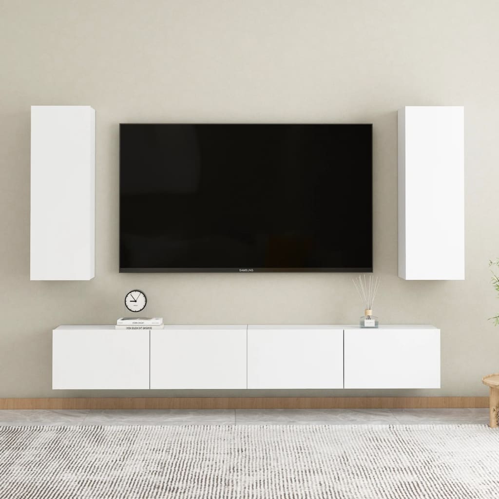 4-tlg. TV-Schrank-Set Weiß Holzwerkstoff kaufen