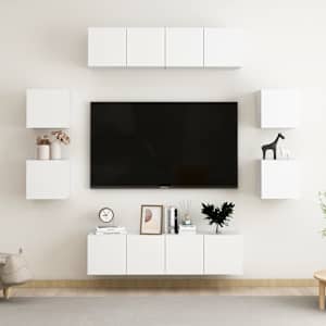8dílný set TV skříněk bílý dřevotříska - obrázek 1