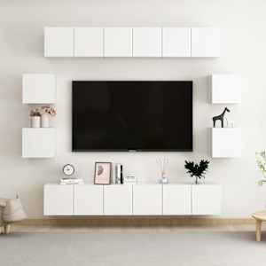 10dílný set TV skříněk bílý dřevotříska - obrázek 1