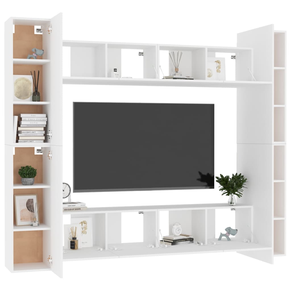 

vidaXL 8-delige Tv-meubelset spaanplaat wit