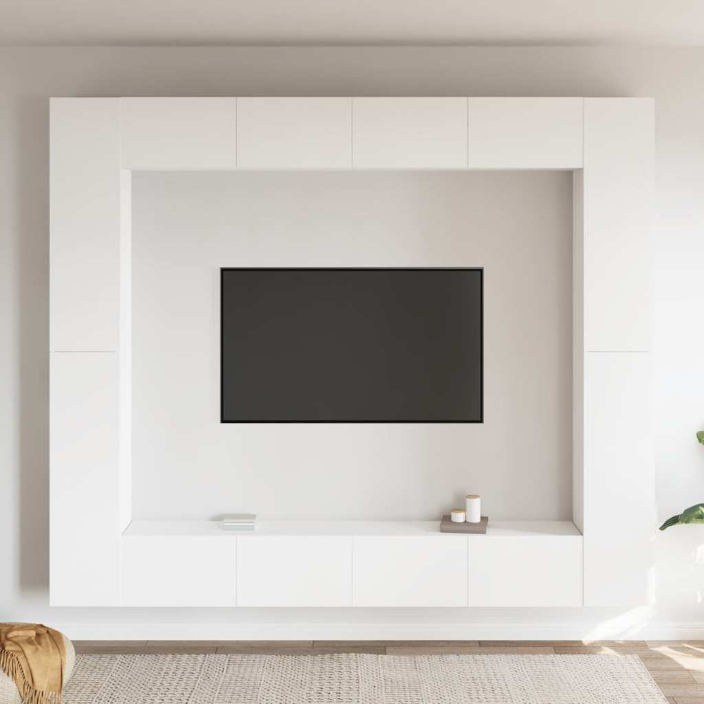 Ensemble de meubles TV 8 pcs Blanc Aggloméré