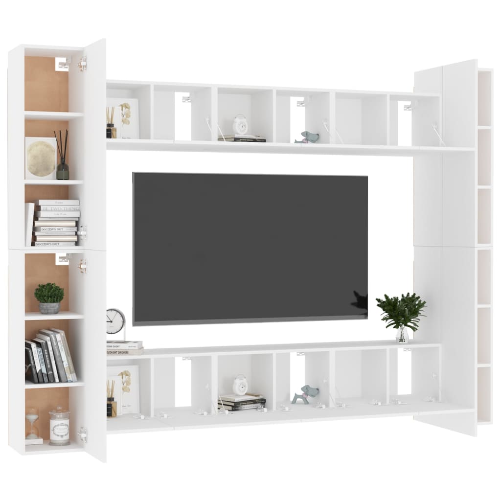 vidaXL 10-tlg. TV-Schrank-Set Weiß Holzwerkstoff