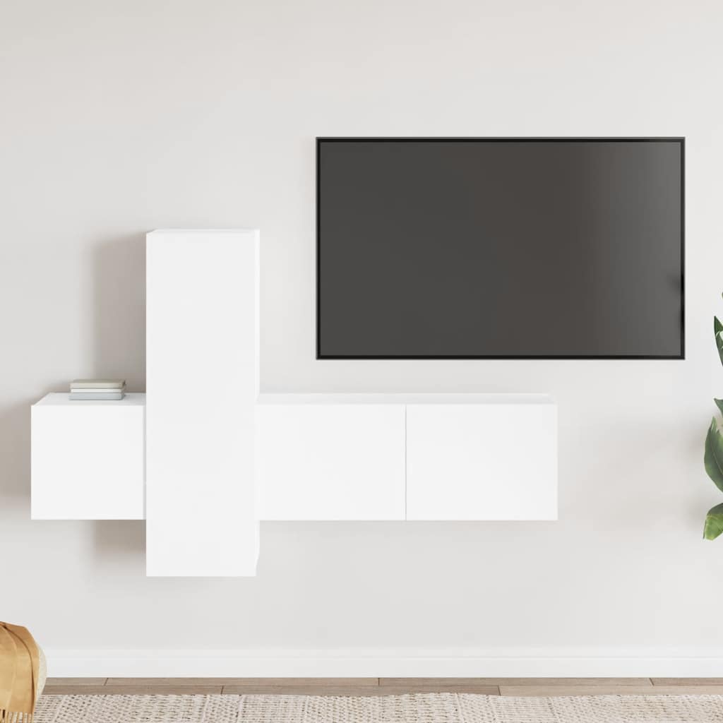 Ensemble de meubles TV 3 pcs Blanc Aggloméré
