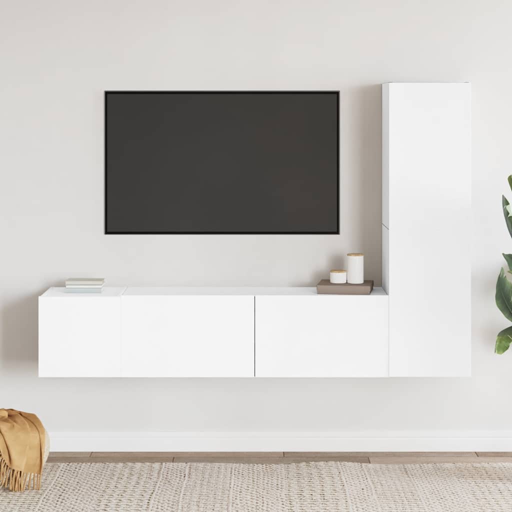 Ensemble de meubles TV 3 pcs Blanc Aggloméré