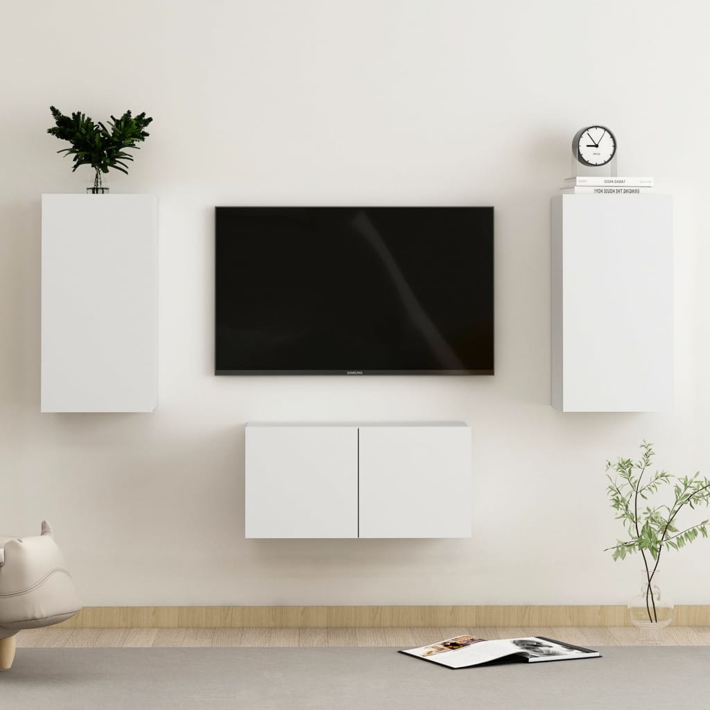 Mueble de tv Homcom blanco 140x30x32 cm aglomerado de madera