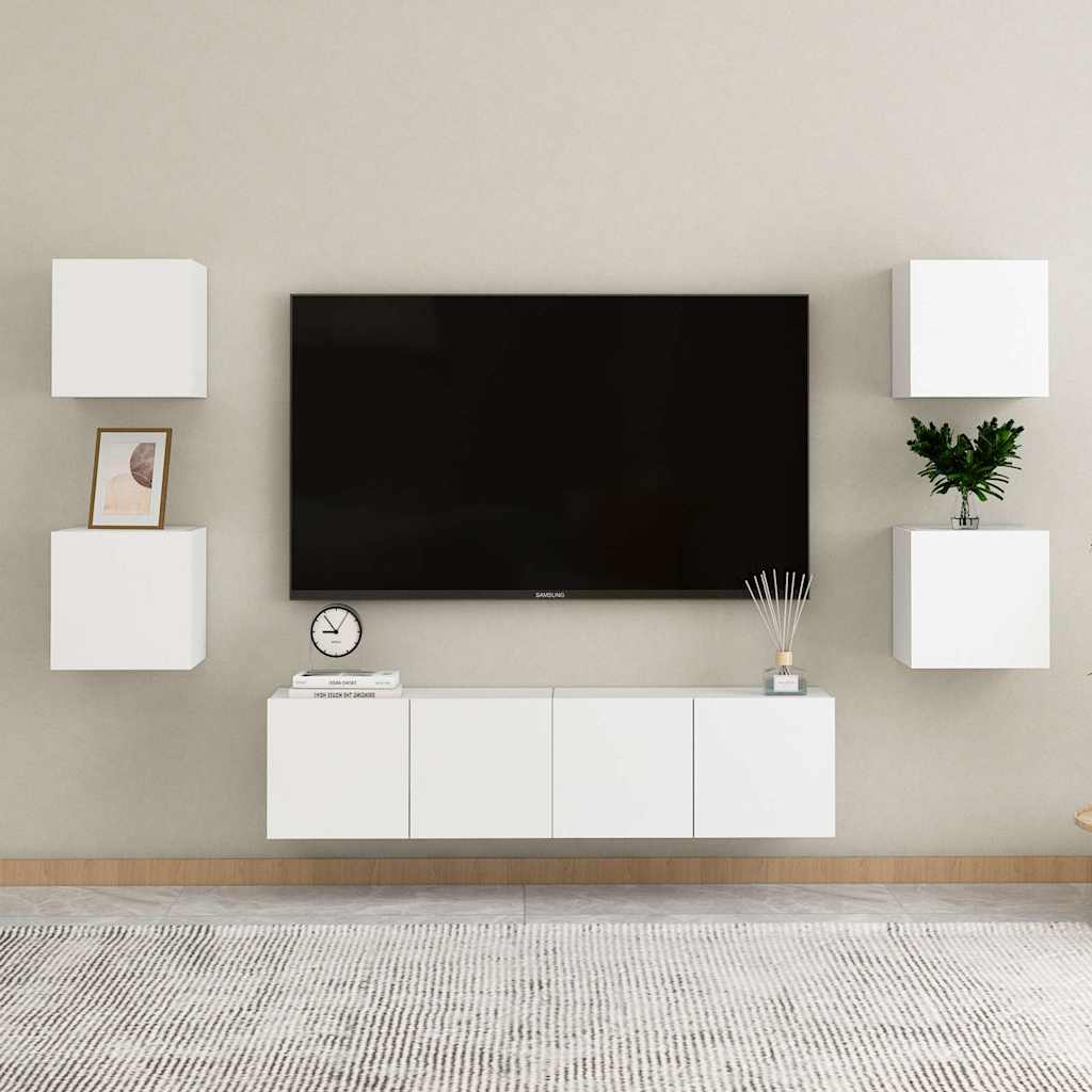 vidaXL 6-cz. zestaw szafek TV, bia�y, materia� drewnopochodny