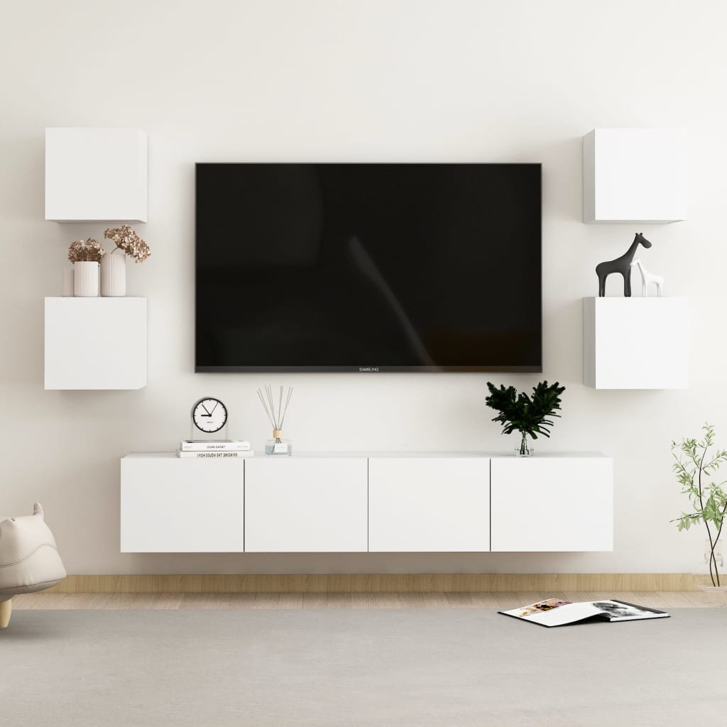 Ensemble de meubles TV 6 pcs Blanc Aggloméré