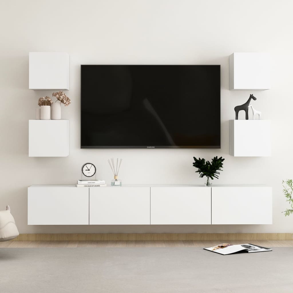 Ensemble de meubles TV 6 pcs Blanc Aggloméré