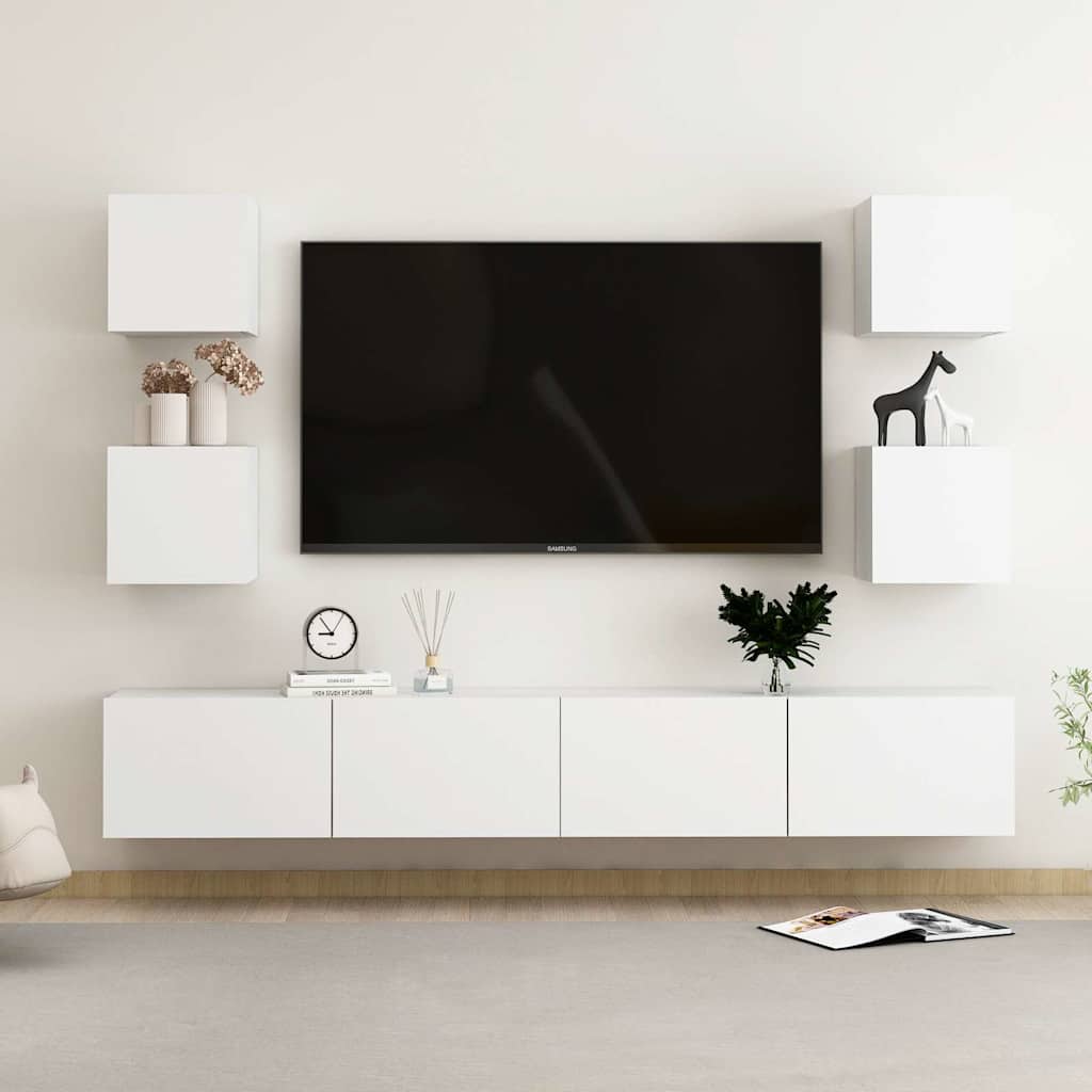 vidaXL 6-cz. zestaw szafek TV, bia�y, materia� drewnopochodny