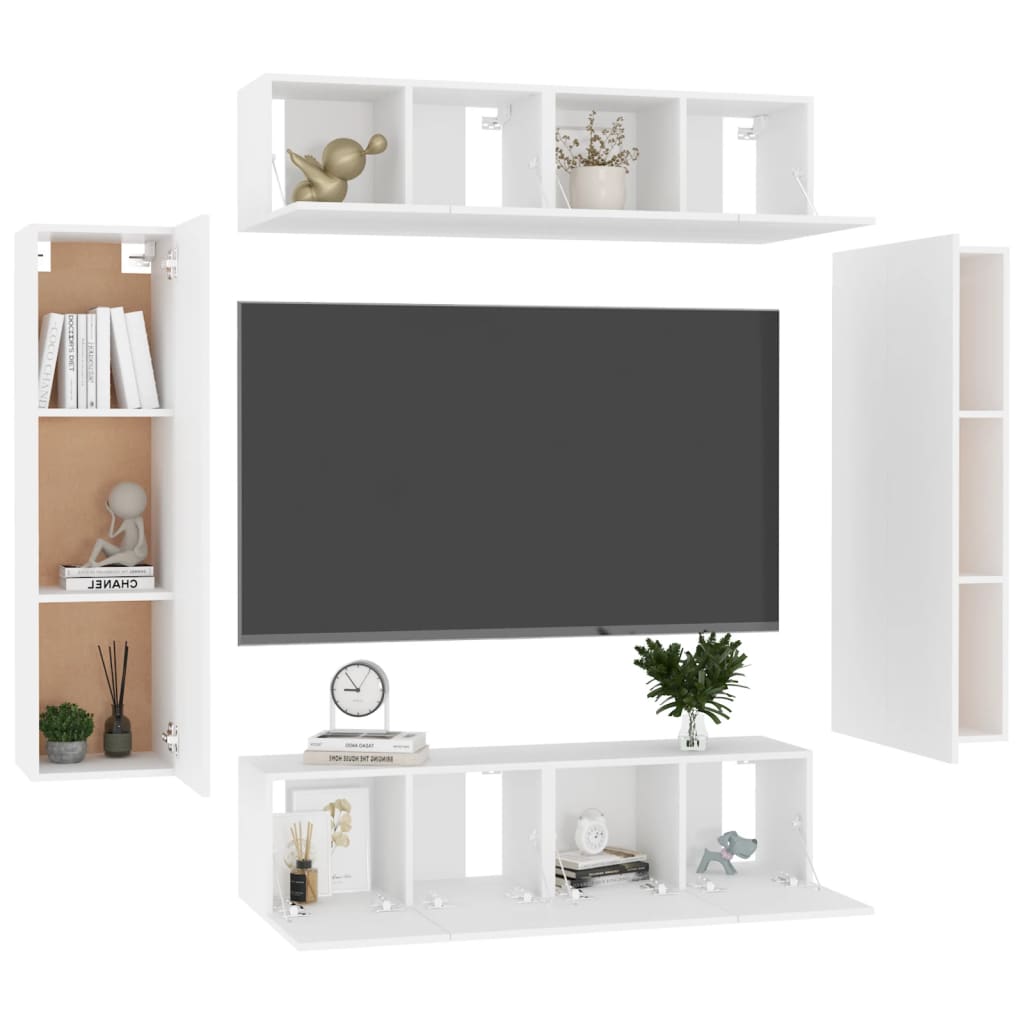 

vidaXL 6-delige Tv-meubelset spaanplaat wit