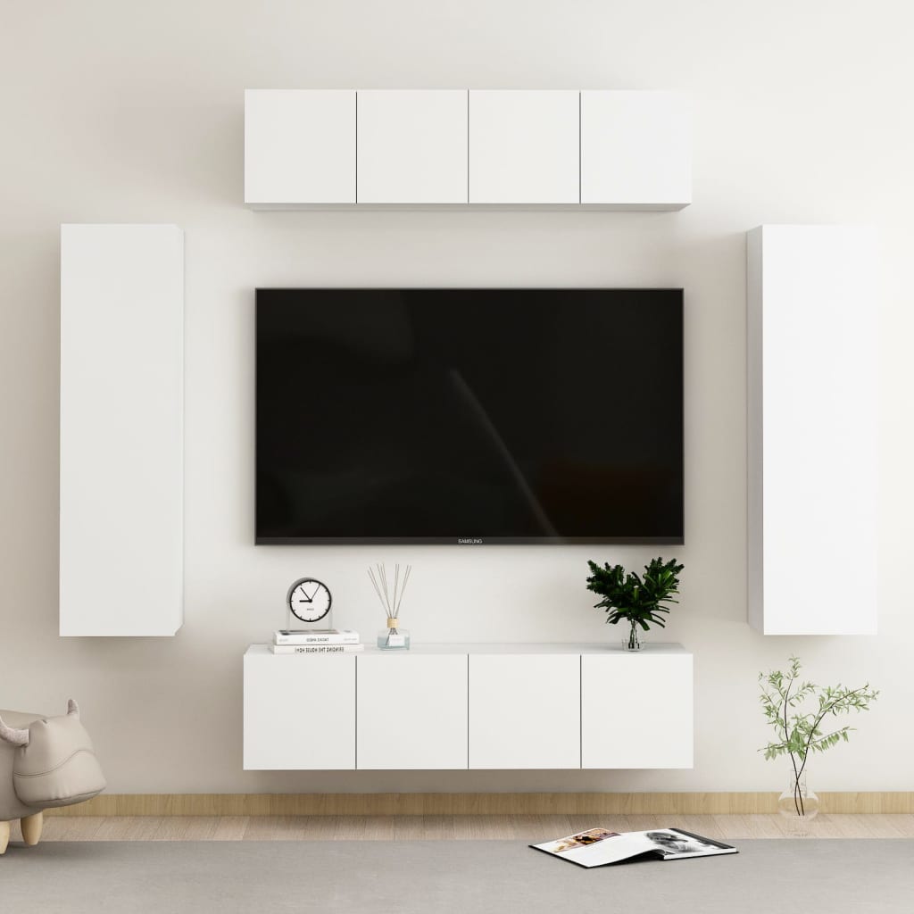 6-tlg. TV-Schrank-Set Weiß Holzwerkstoff kaufen