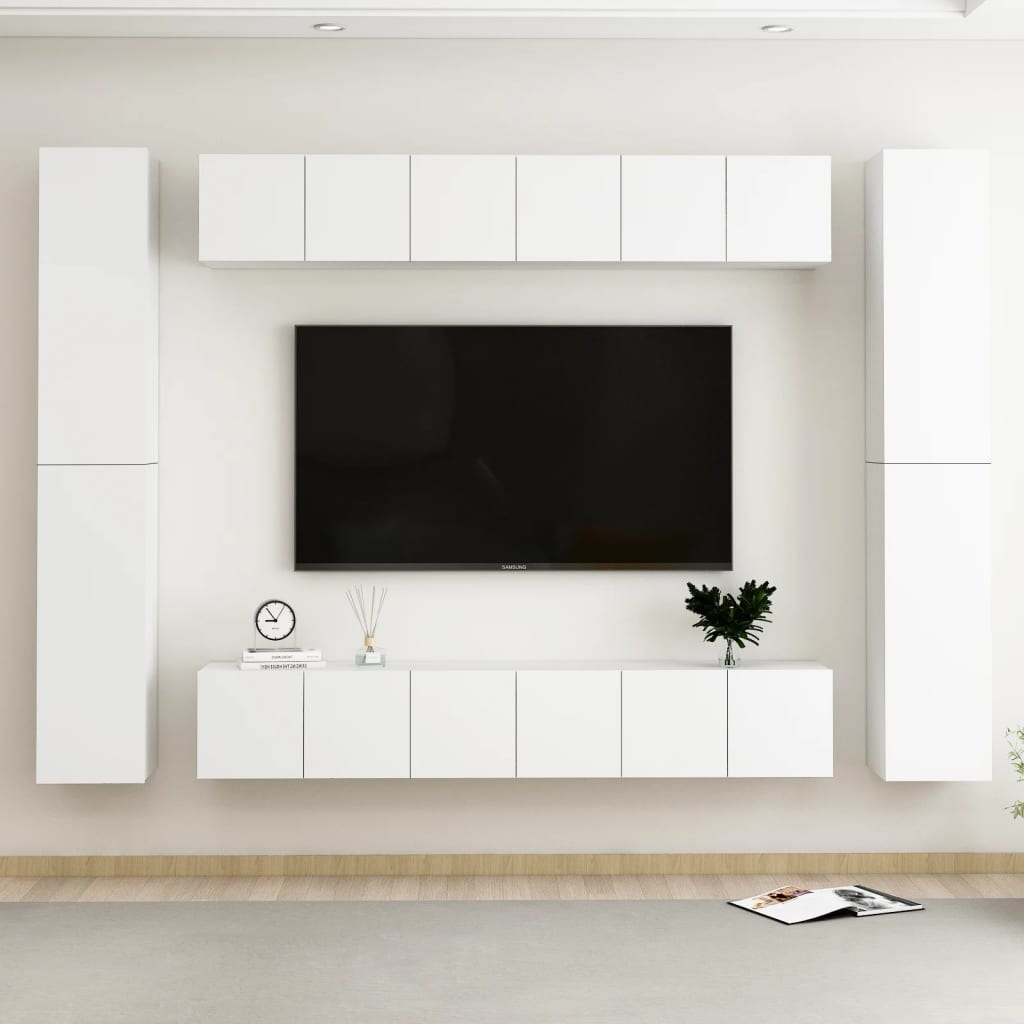 vidaXL 10-cz. zestaw szafek TV, biay, materia drewnopochodny