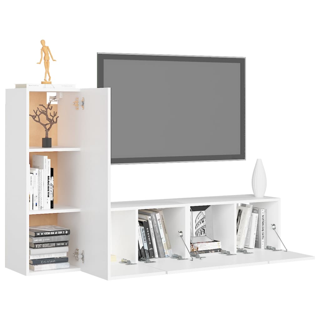

vidaXL 3-delige Tv-meubelset spaanplaat wit