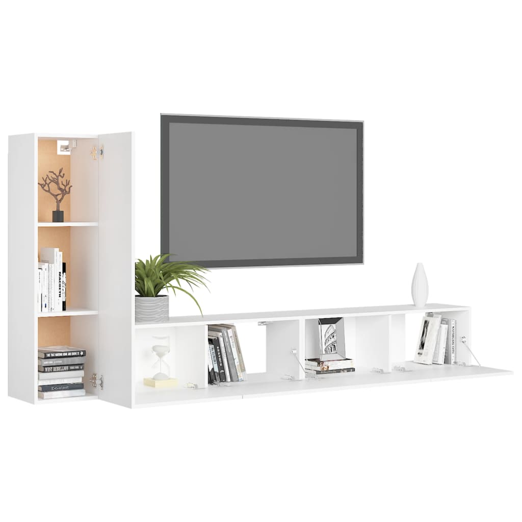 vidaXL 3-delige Tv-meubelset bewerkt hout wit afbeelding